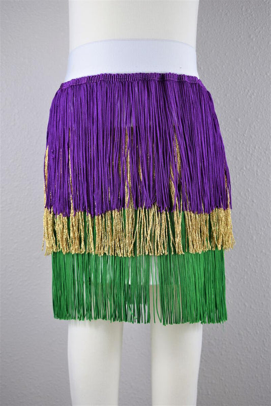 MARDI GRAS TIERED FRINGE SKORT