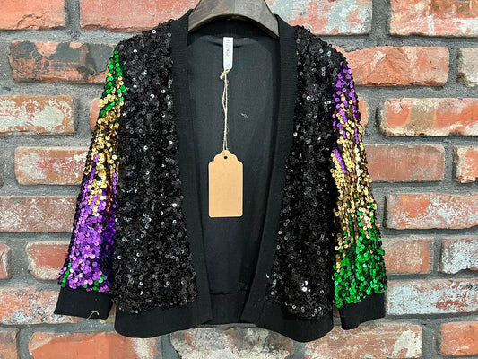 Mardi Gras Sequin Cardigan