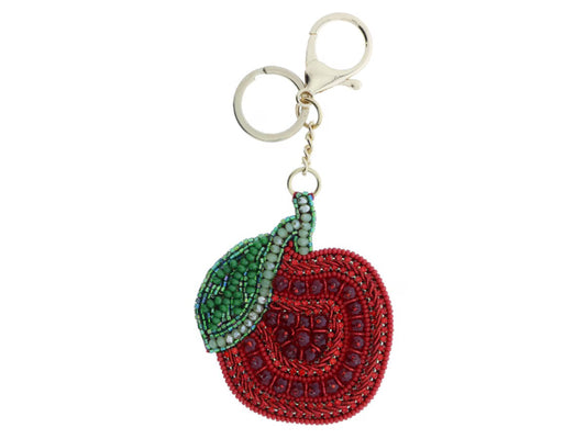 BEADED APPLE KEYCHAIN