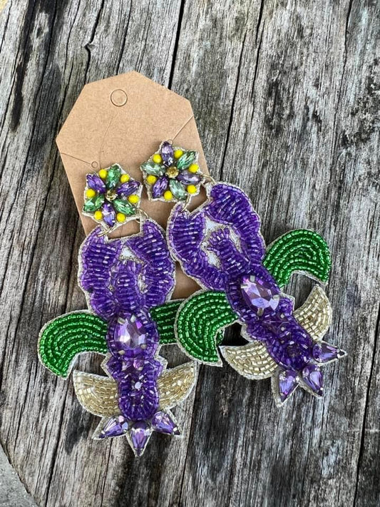 Crawfish Mardi Gras Earrings