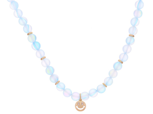 Aqua Opal Happy Face Necklace