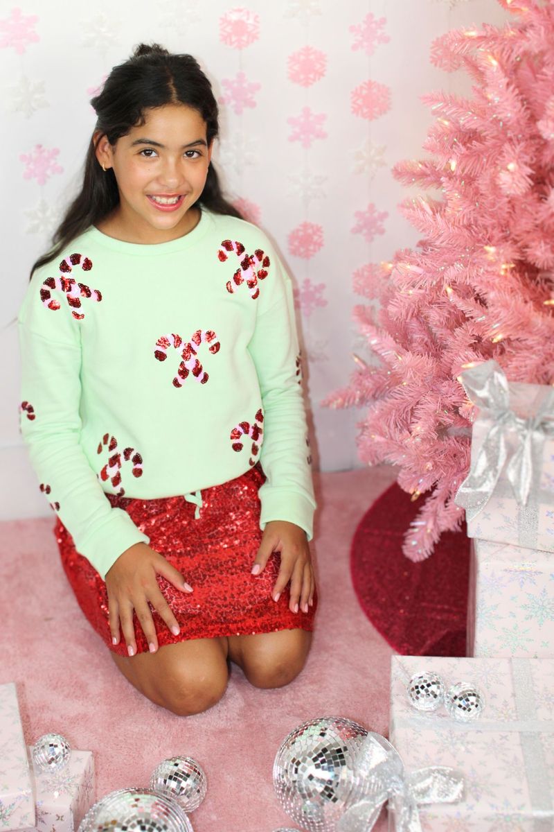 Candy Canes Tween Christmas Sweatshirt