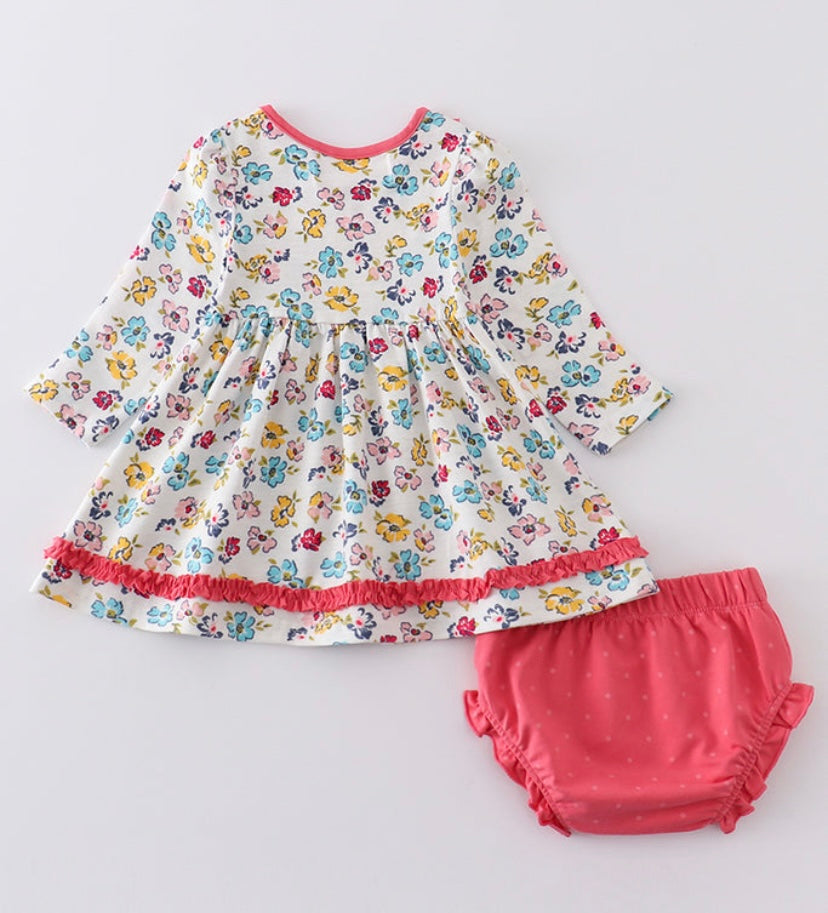 Platinum Floral Dress/Bloomer Set