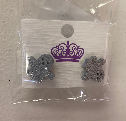 Mini Silver Glitter Ghost Earrings