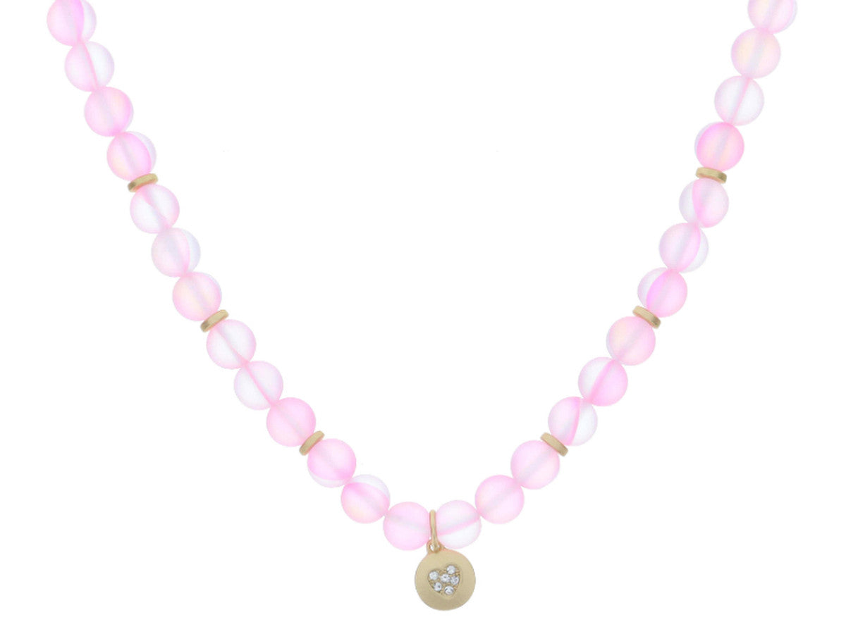 Pink Opal Heart Necklace