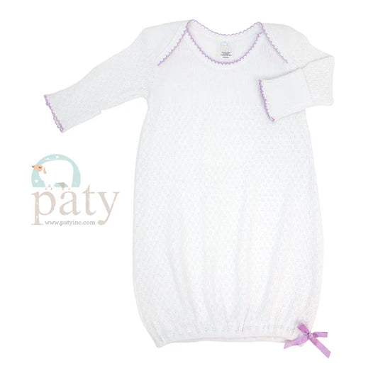 Paty Preemie White Placket Gown-Girl Colors