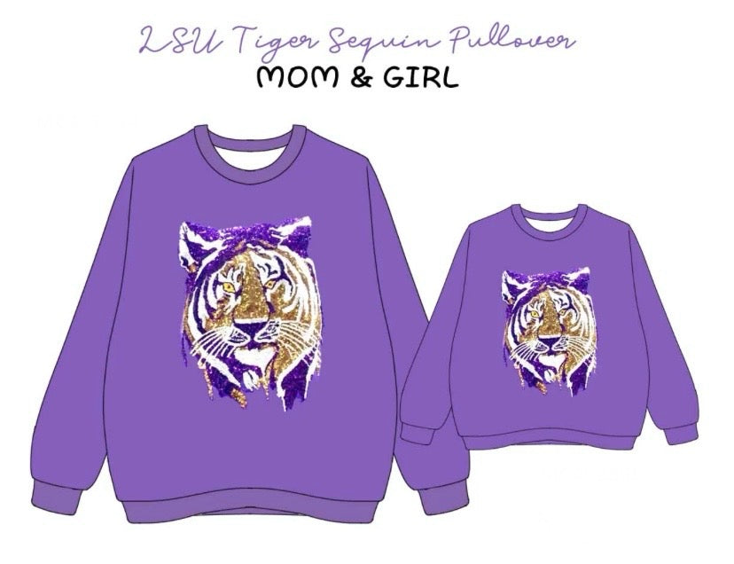 LSU tiger sequin mom & me collection SWEATSHIRT