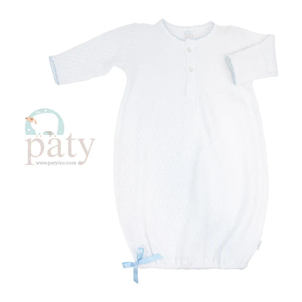 Paty Newborn White Placket Gown