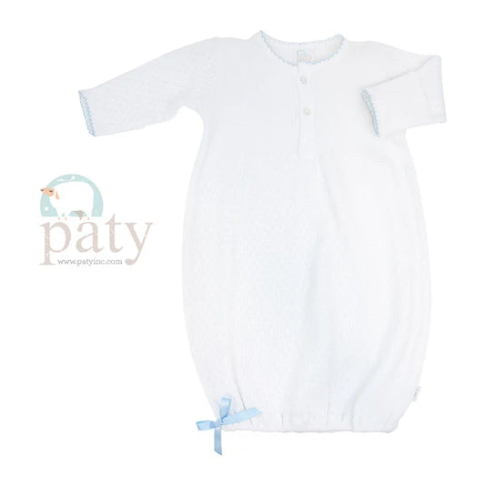 Paty Newborn White Placket Gown