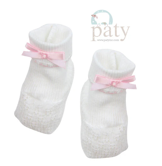 Newborn Booties Pink Bow