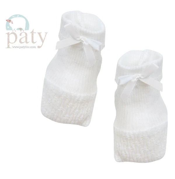 Newborn Booties White Bow