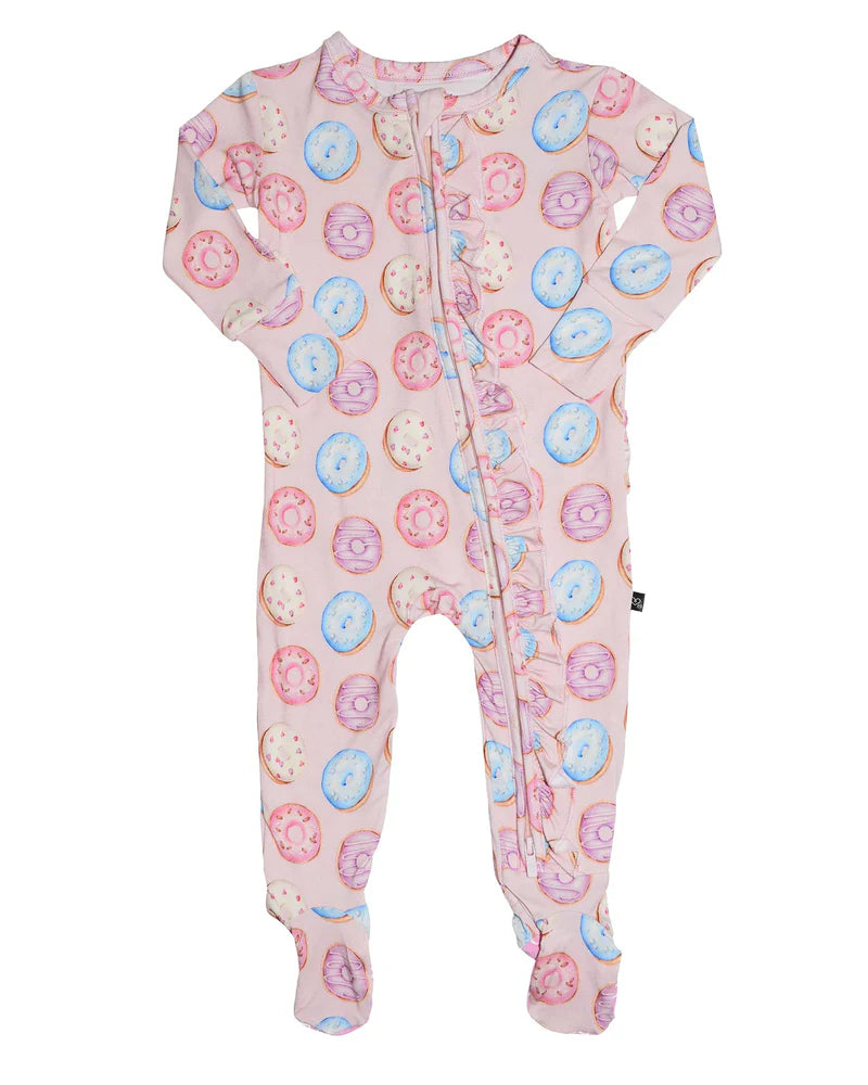 Della Donuts Ruffled Zippered Footie