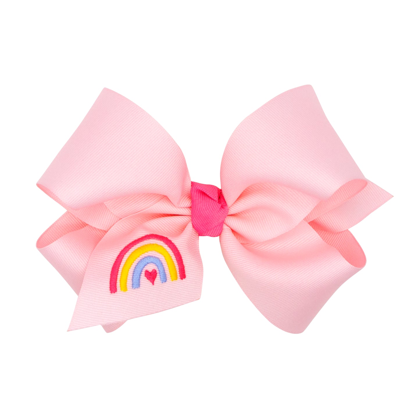 RAINBOW Grosgrain Hair Bow with Embroidery