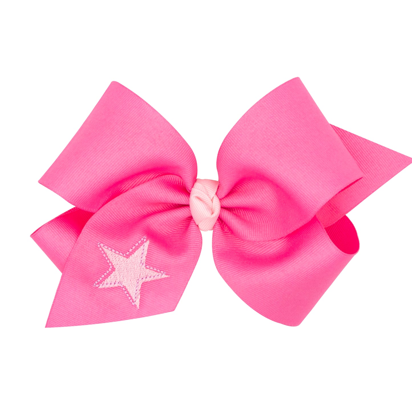 STAR Grosgrain Hair Bow with Embroidery