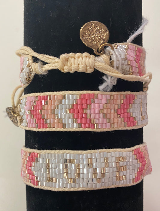 Woven Beaded Band "Love" Bracelet