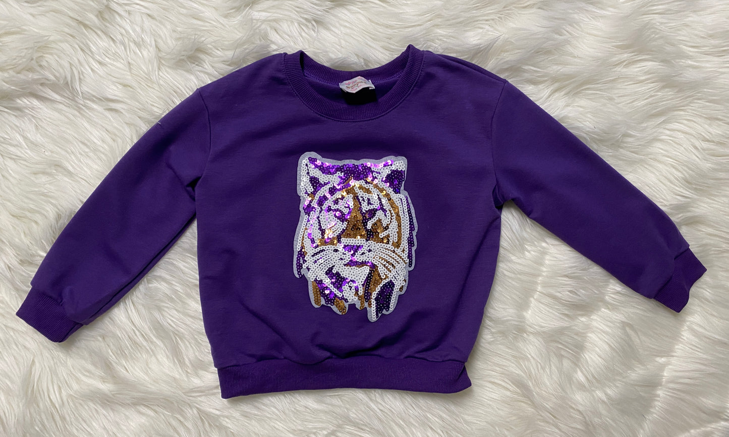 LSU tiger sequin mom & me collection SWEATSHIRT