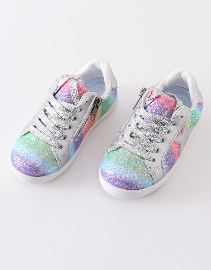 Rainbow star glitter sneaker (toddler to big kids)