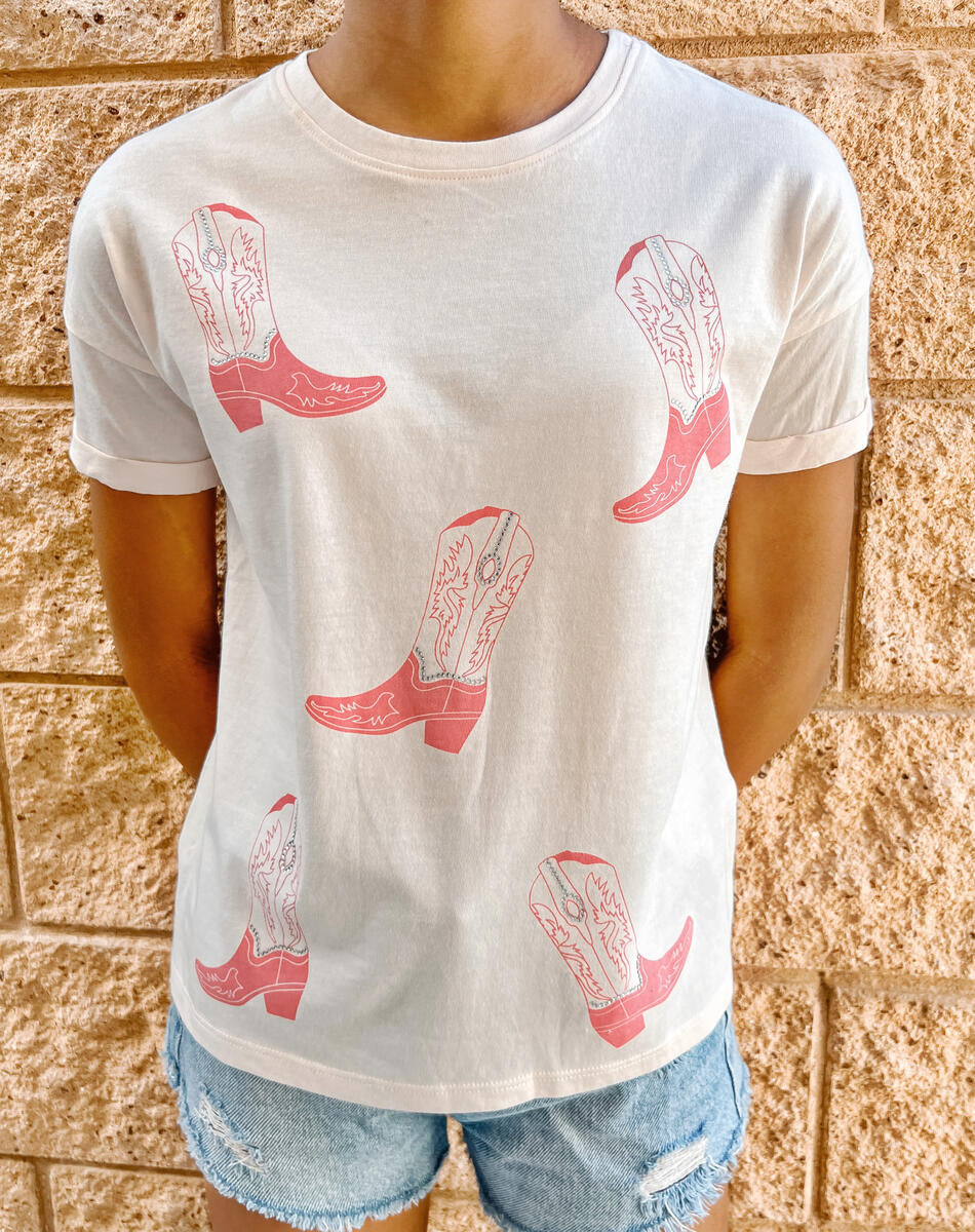 Cowboy Boot Rhinestone Tween Graphic Tee