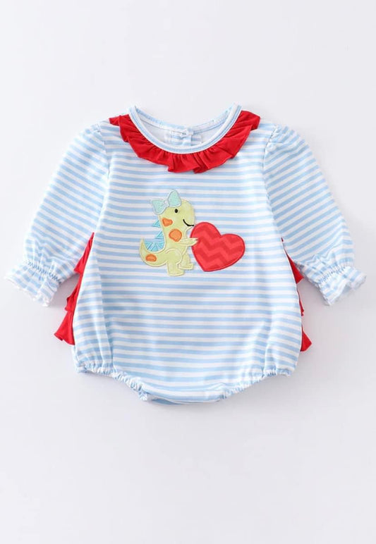 Valentine Dino Ruffle Romper