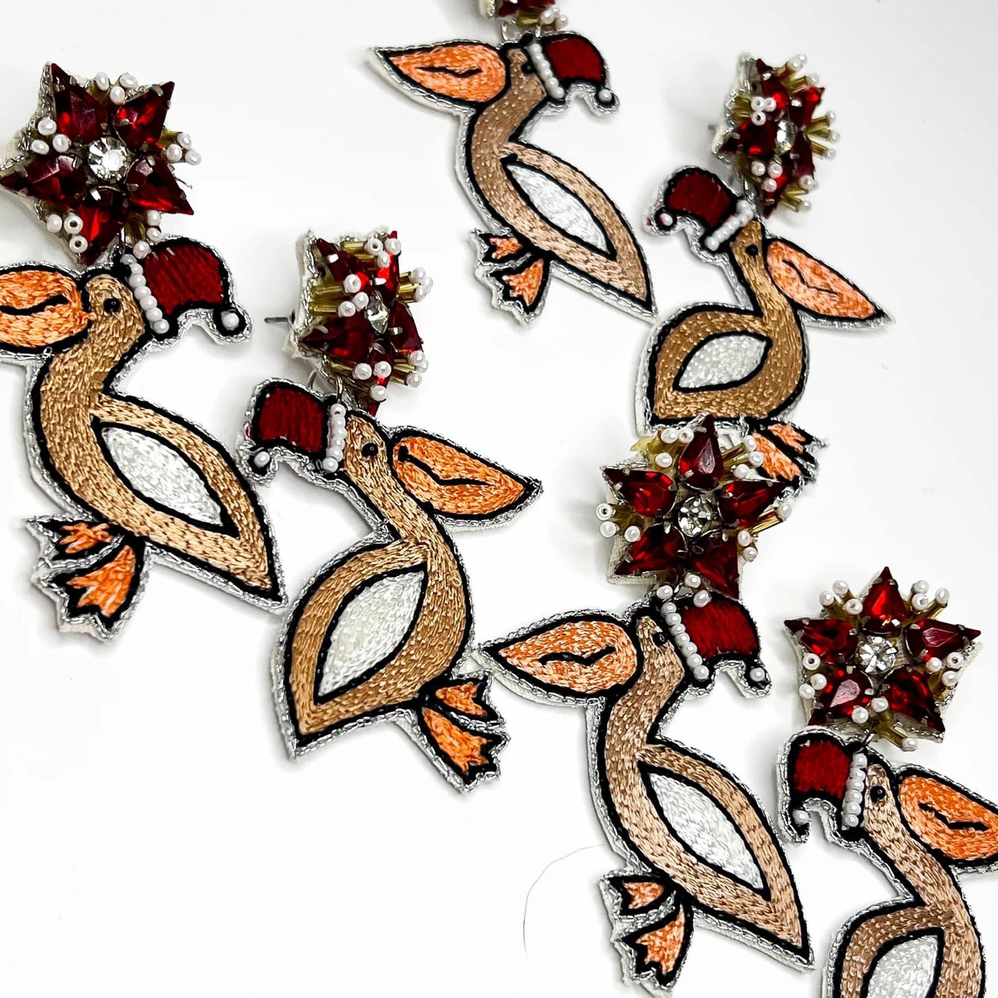 Santa Pelican Earrings