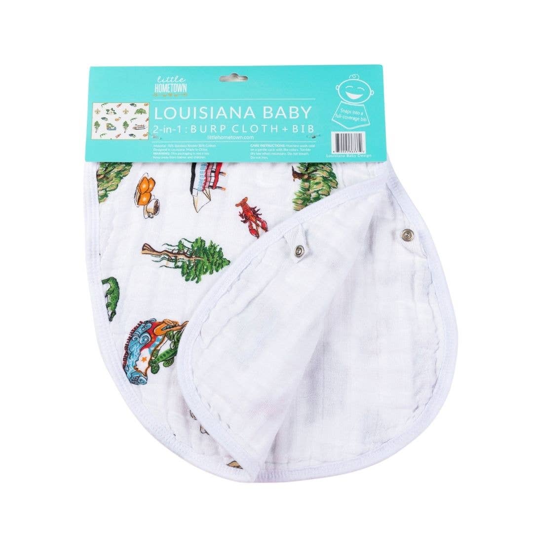 2-in-1 Burp Cloth and Bib: Louisiana (Unisex)