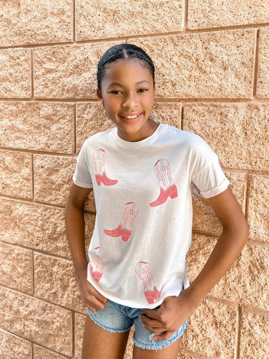 Cowboy Boot Rhinestone Tween Graphic Tee