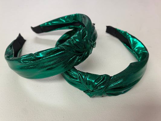 Top Knot Headband in Green Metallic