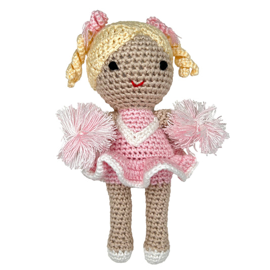 Cheerleader Bamboo Crochet Rattles in Multiple Colors