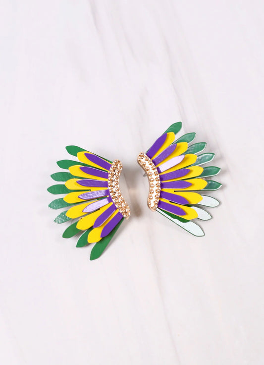 Fernie Metal Fan Earring MARDI GRAS