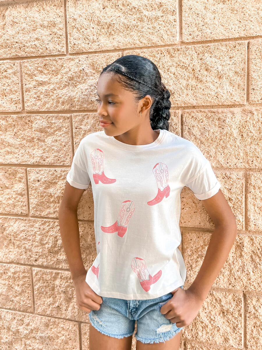 Cowboy Boot Rhinestone Tween Graphic Tee