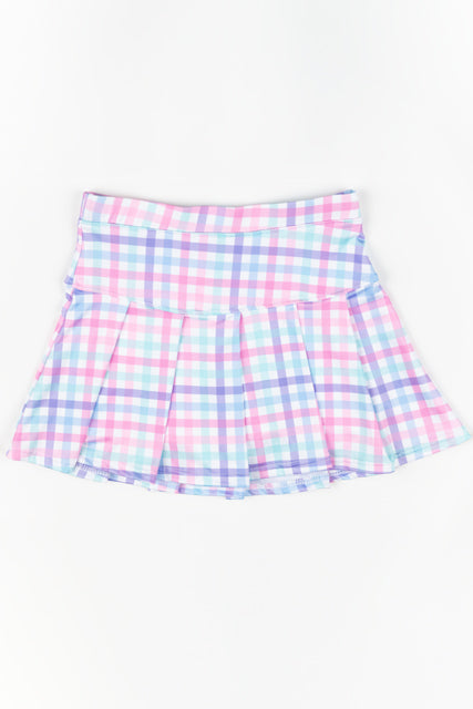 Tennis Skort in Plaid Blue Sky