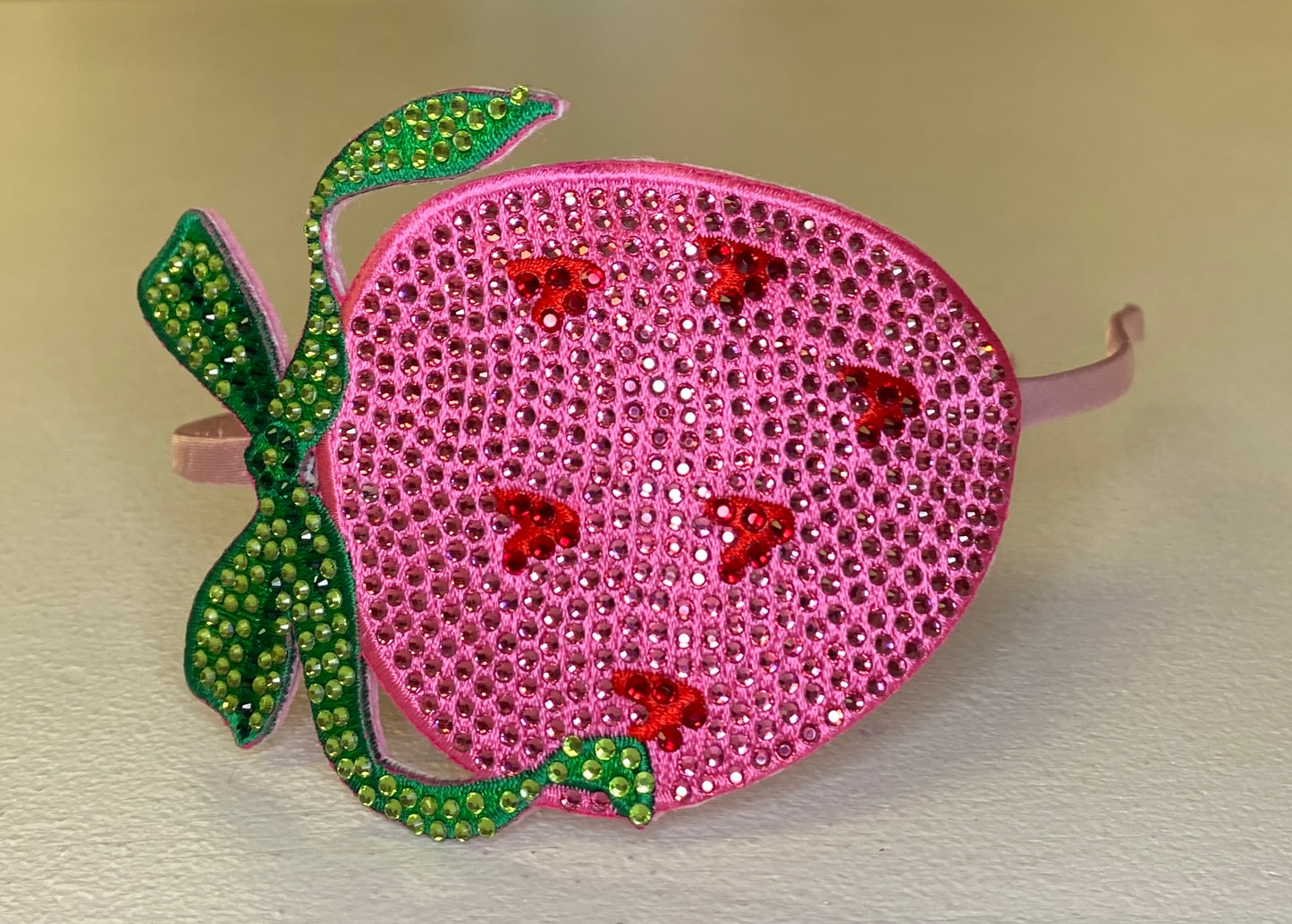 Rhinestone Strawberry Heart Patch Headband