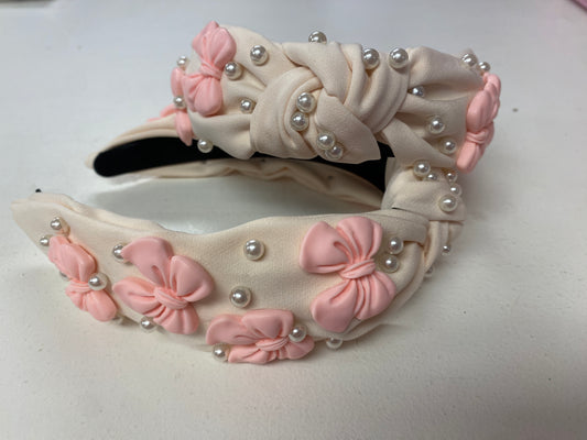 Pearl & Bow Top Knot Headband