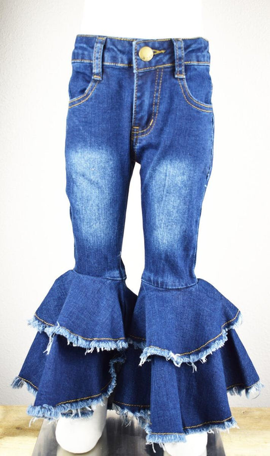 Ruffle Bell Bottom Jeans