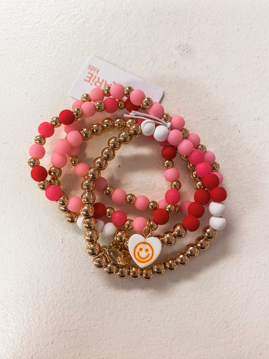 “Smiley Face" Heart Charm Stretch Bracelets