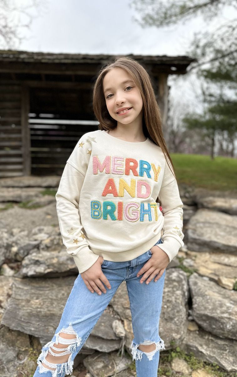 Merry and Bright Tween Christmas Shirt