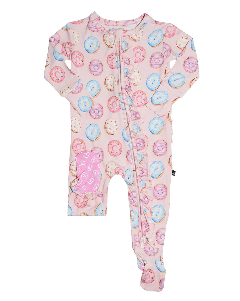 Della Donuts Ruffled Zippered Footie