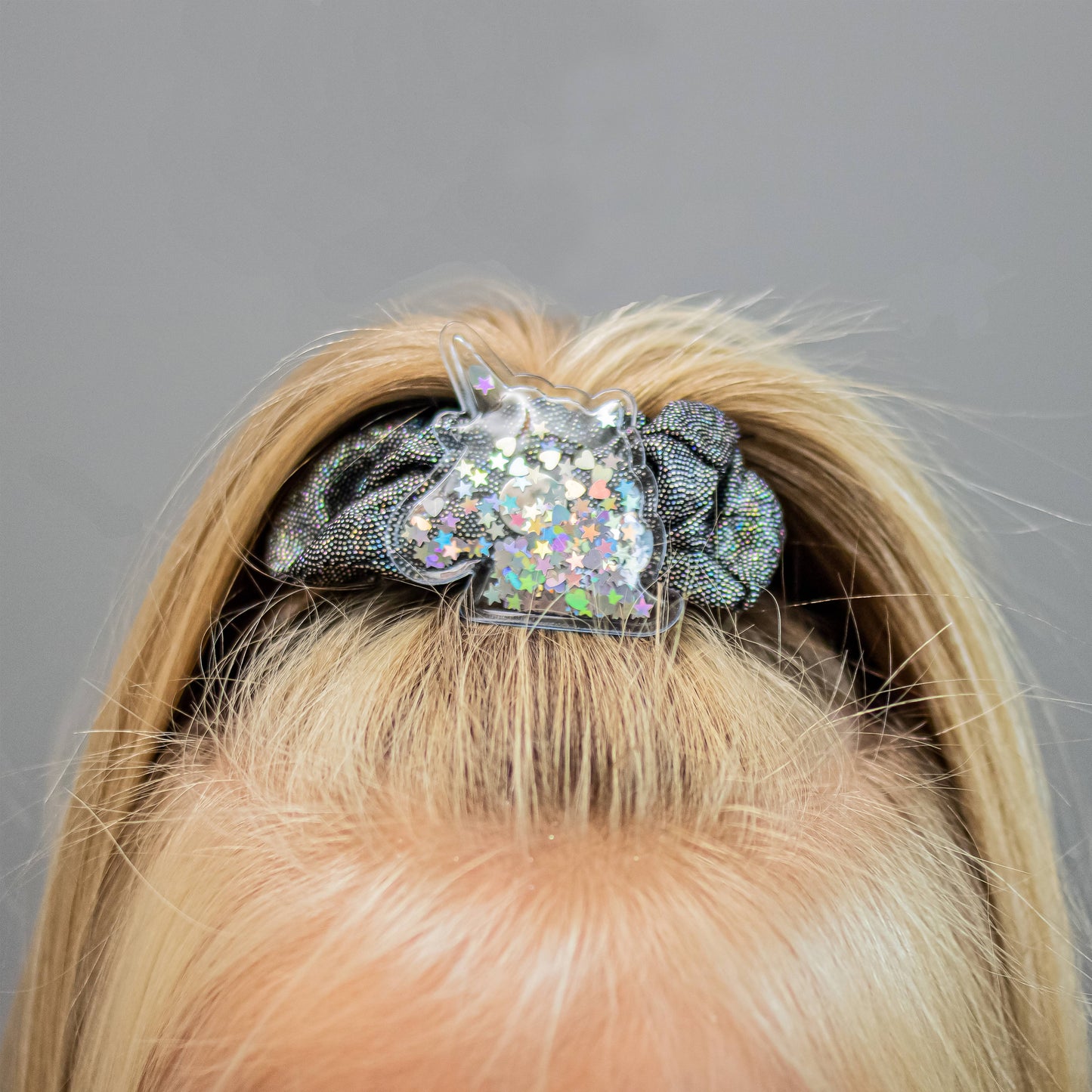 Unicorn Shaker Glitter Scrunchie - Black