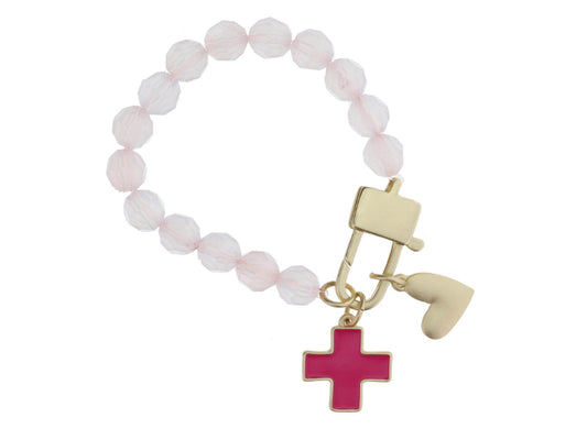 Pink Cross Heart Bracelet