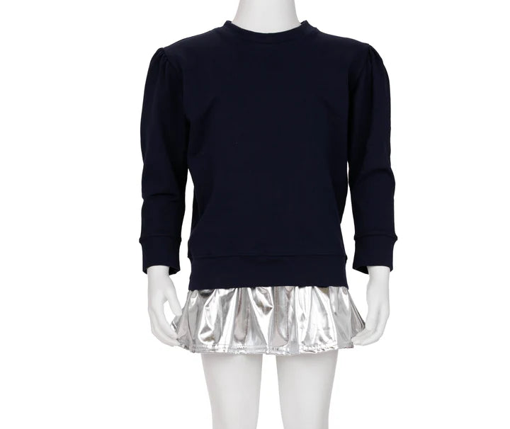 Slick Metallic Gathered Skort in Silver