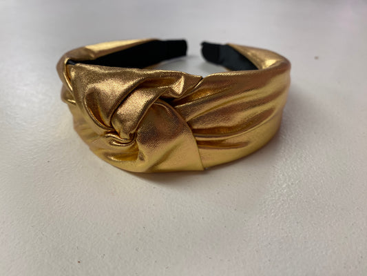 Top Knot Headband in Gold Metallic