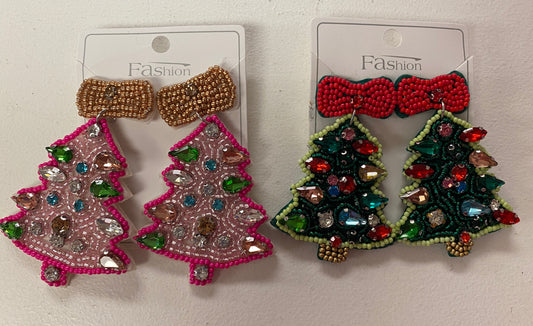 Bow Christmas Tree Earrings