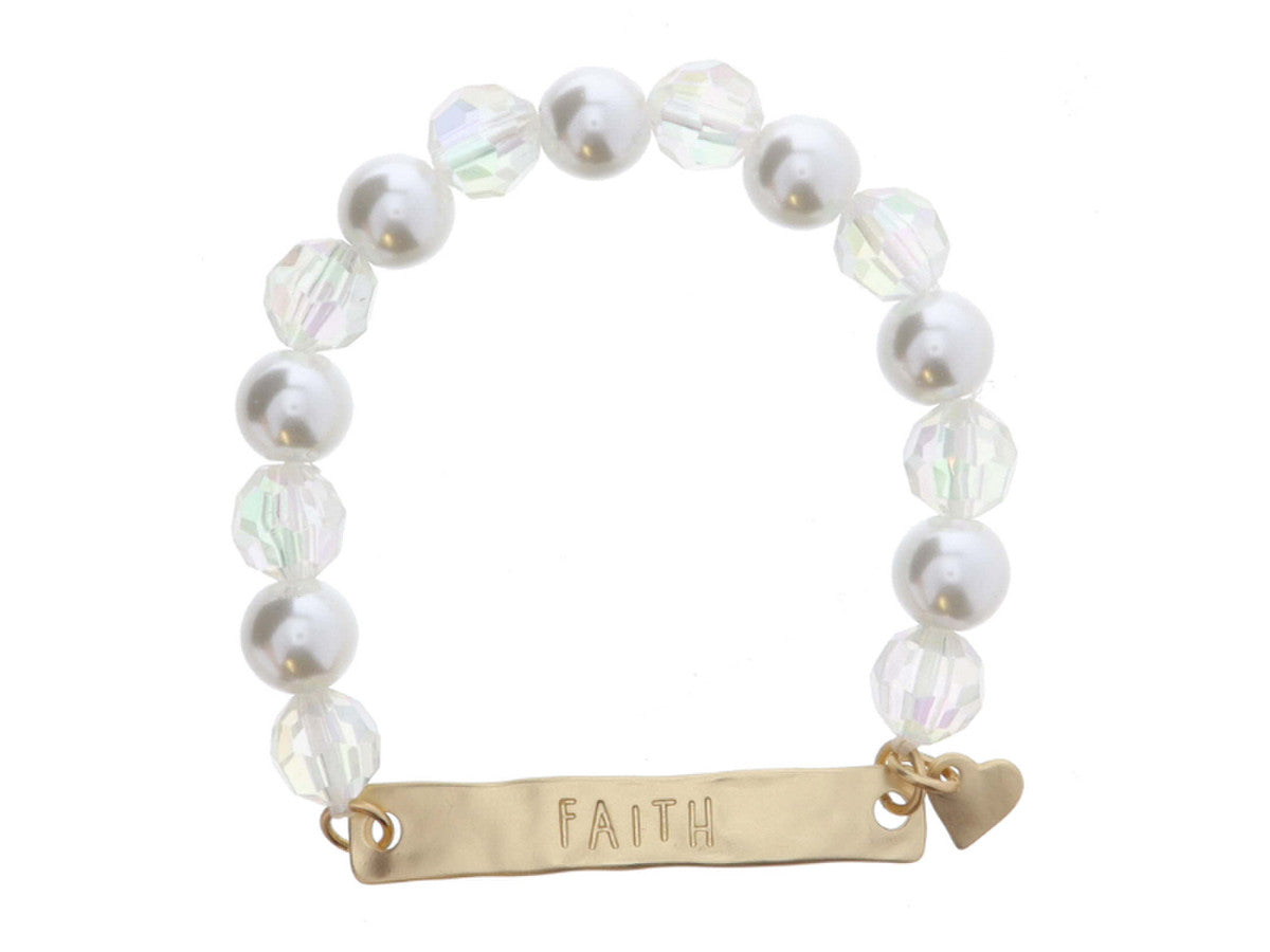 Faith pearl iridescent bracelet