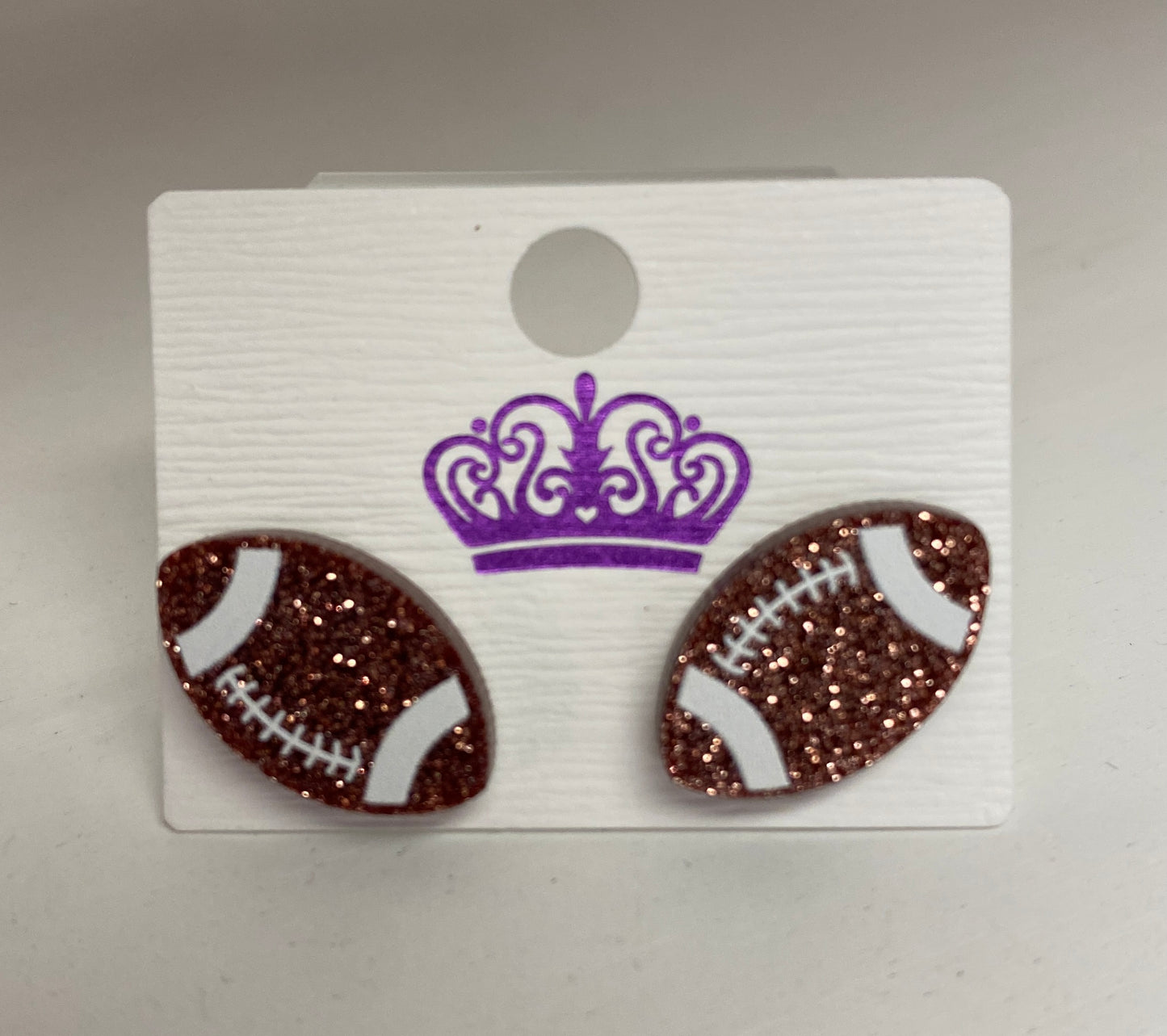 Mini Glitter Football Earrings