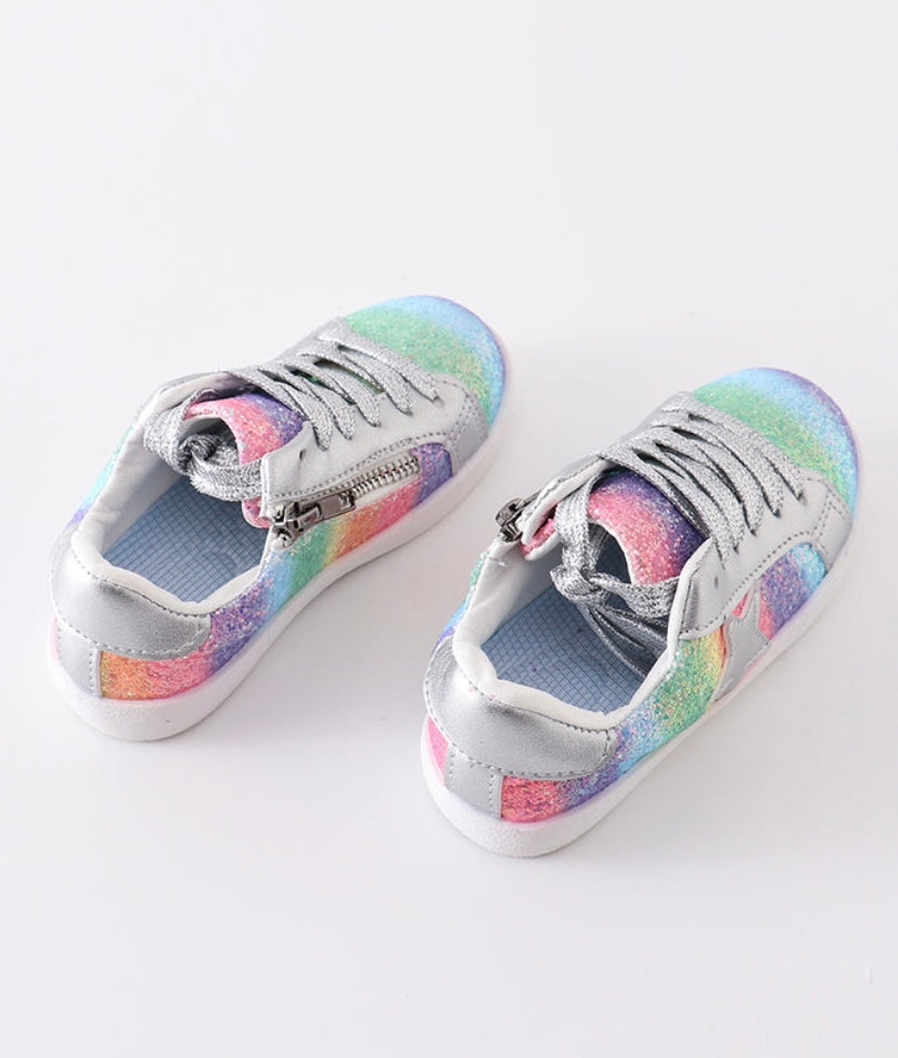 Rainbow star glitter sneaker (toddler to big kids)