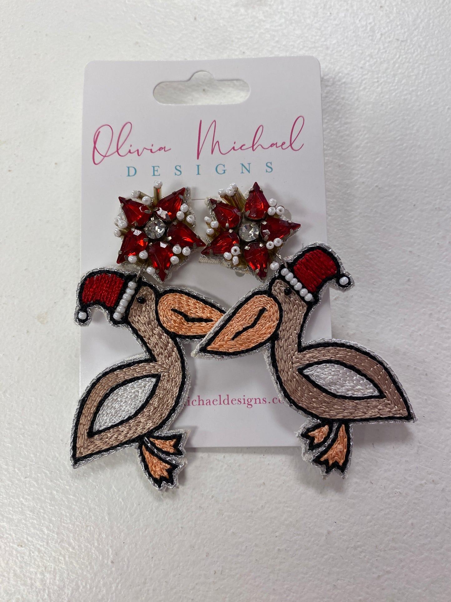 Santa Pelican Earrings