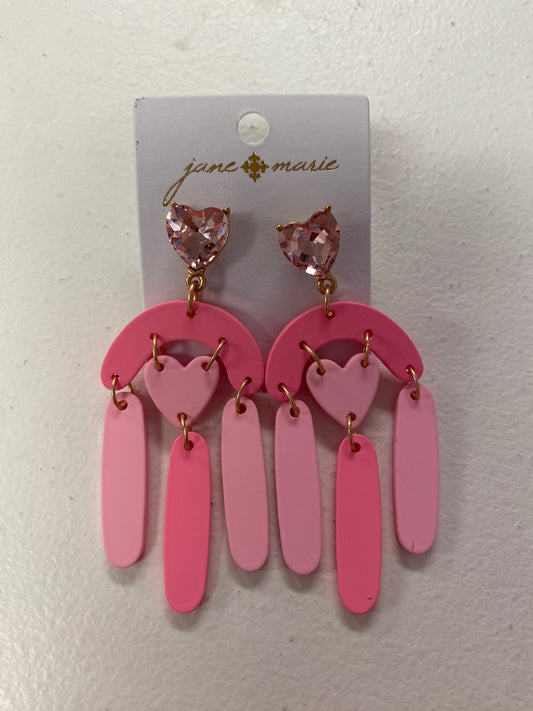 Pink Heart Rainbow Earrings