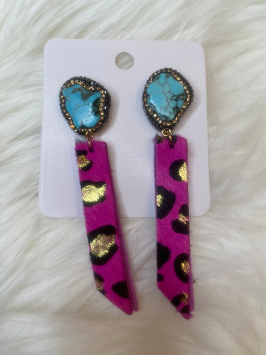 Turquoise Leopard Earrings