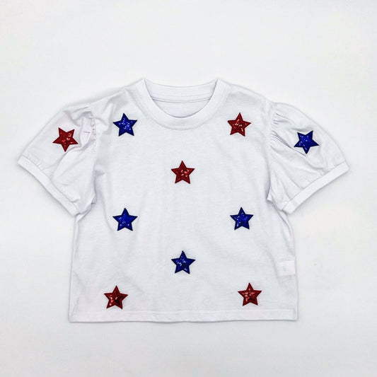 Red & Blue Star Patch Top