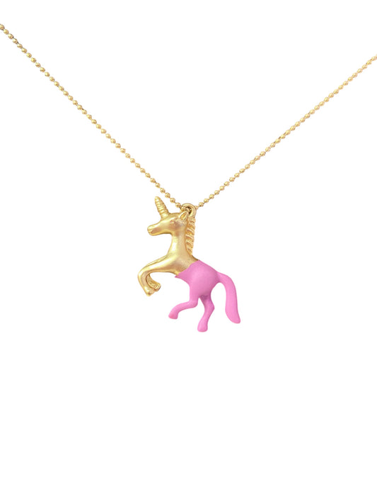 Kids Gold Necklace with Purple/Gold Unicorn